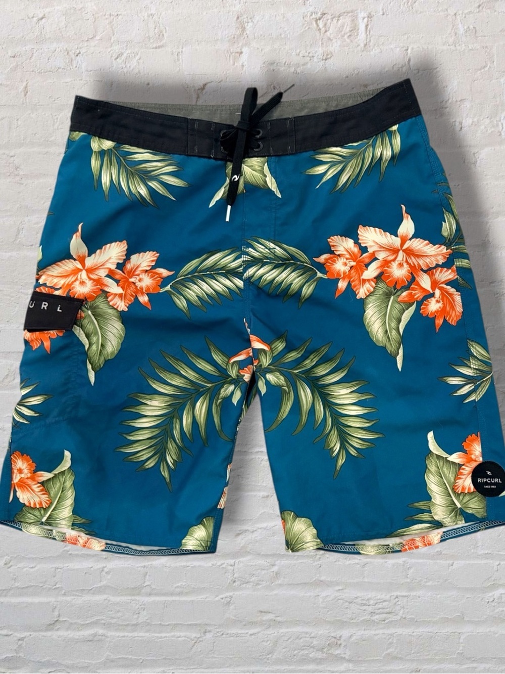 Rip Curl Boardshorts Mens 32 Blue Tropical Floral Surf Swim Shorts Hawaiian